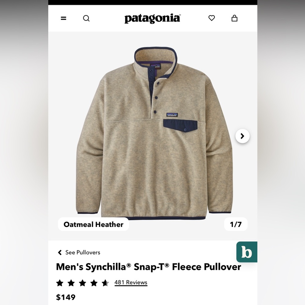 Oatmeal Heather Patagonia Men’s Synchilla Snap-T Fleece Pullover